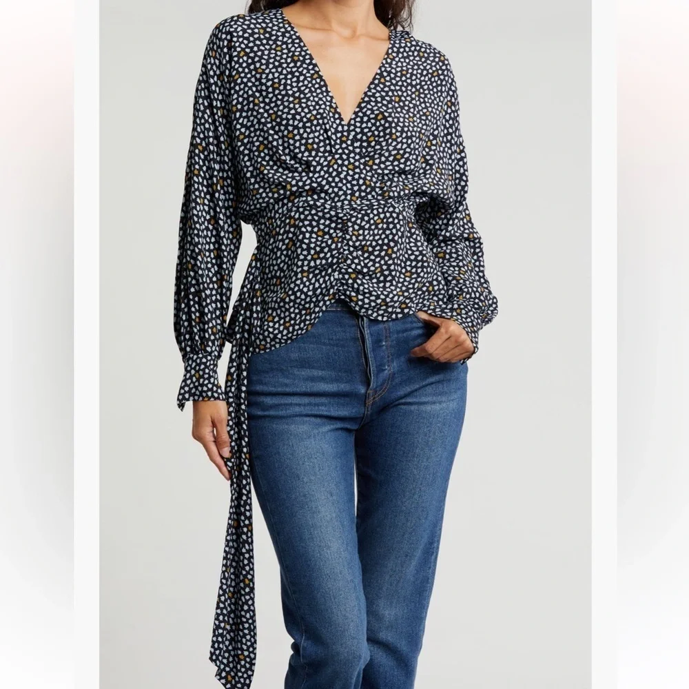 Joie Louise Faux Wrap Blouse in Navy. NWT, stunning design!! - Picture 4 of 14